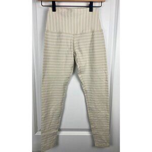 Glyder Sultry Athletic Legging Creme Tan White Pinstripe High Waist XS